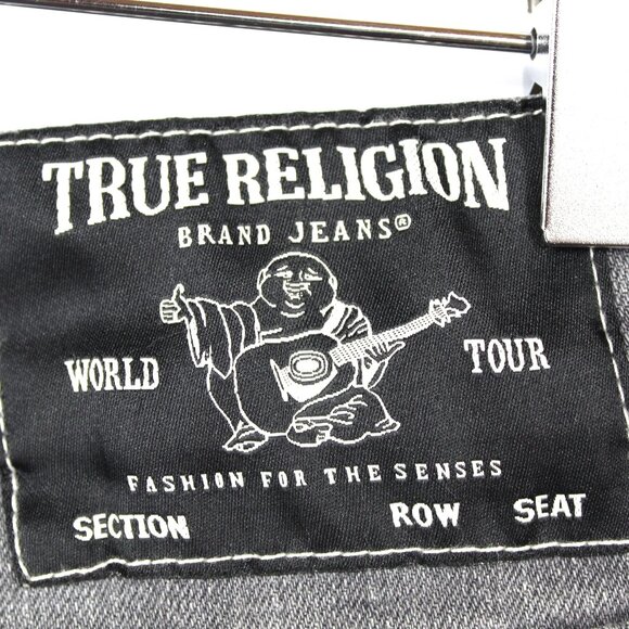 True Religion Gray Wash Rocco Relaxed Skinny Jeans Pants Men's Size 36 Grunge - Picture 9 of 9